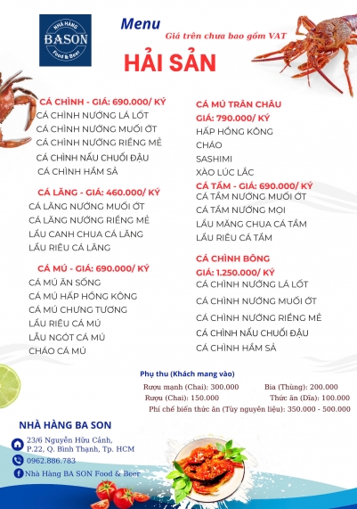 Menu HẢI SẢN 3